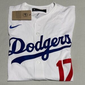 Nike White and Blue Dodgers Jersey